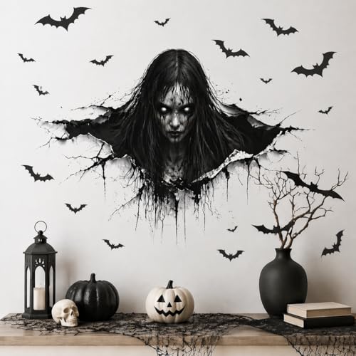 Halloween Ghost Wall Stickers Set - Spooky Haunted House Decor for Party & Home