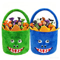 Green & Blue Dinosaur Plush Halloween Trick or Treat Basket - 8 Inch Dia, 15.7 Inch Tall, Kids Gift & Party Decor