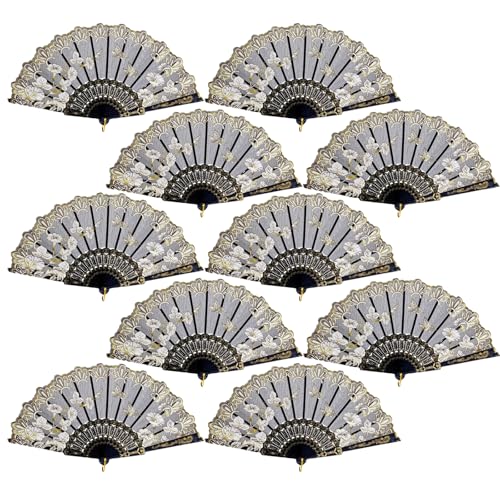 Black 30 Pack Folding Hand Fans - Spanish Style Wedding & Party Fans