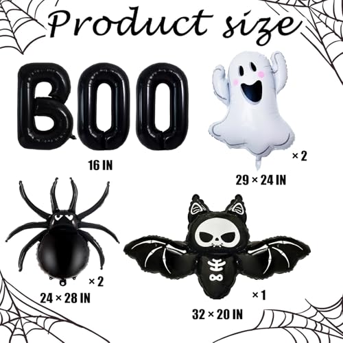Halloween Black Boo Letter Ghost Bat Spider Foil Balloons - Party Decorations