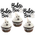 Halloween Baby Boo Cupcake Toppers Glitter Ghost Picks for Kids & Baby Shower