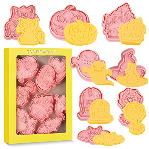 Halloween Cookie Cutters Set - 8 Pcs 3D Holiday Baking Decorations