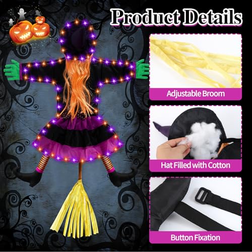 Outdoor Solar Halloween Decorations Witch with Orange & Purple Lights - Variation of THIS Listing
