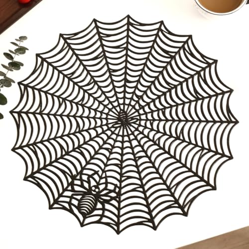 Halloween Spider Web Placemats Set of 4 - Black Non-Slip Heat Insulation Table Mats