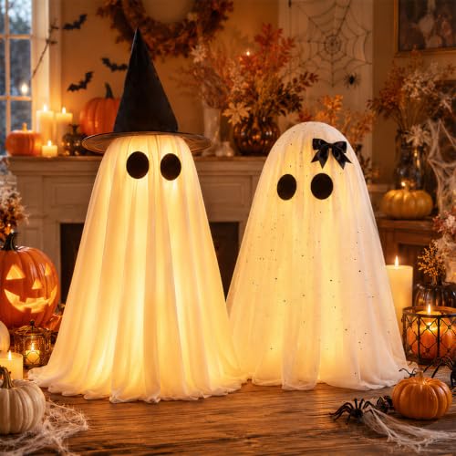 Halloween Ghost Decorations Indoor Set - Glowing Spooky Ghosts for Home & Table Display