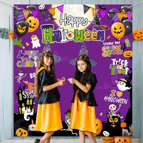 AIBIIN Purple Halloween Photo Backdrop - 70.8x78.7 Inch for Photography