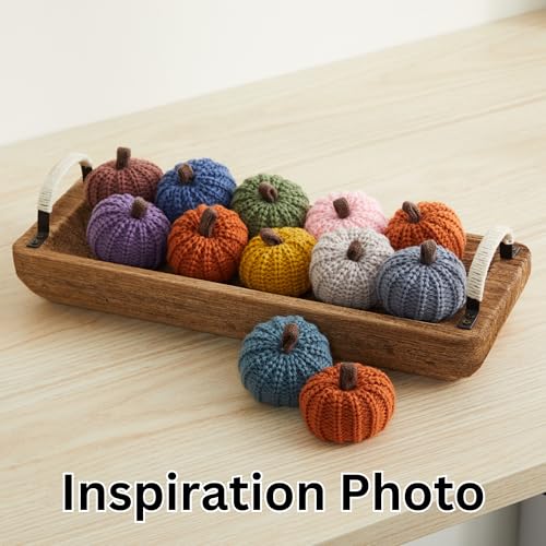 Mini Knit Pumpkins Set of 5 - Orange Autumn Fall Decor, 2.5 Inch
