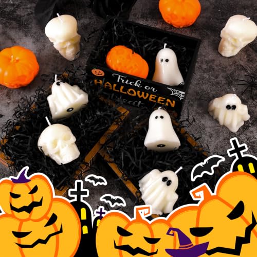 12-Pack Halloween Ghost & Pumpkin Candles Decorative Spooky Wax Candles