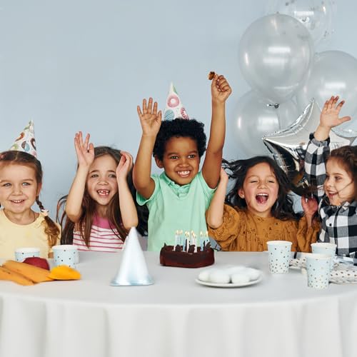 White Round Plastic Disposable Tablecloth - 84 Inch, 22 Pack