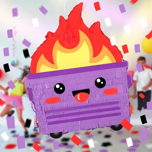 Dumpster on Fire Piñata for Birthday Party - Purple, 15.75 x 12.6 Inches Variation of THIS listing