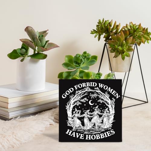 Gothic Witch Decor Wooden Sign - Halloween Witchy Home Office Table Decor