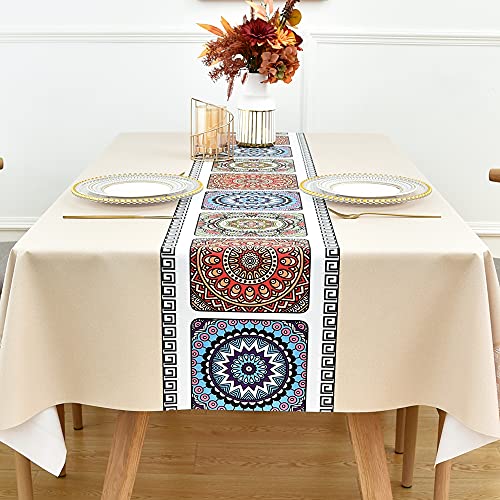Vinyl Rectangular Tablecloth 55x70 Inch for Outdoor & Indoor Use - Beige