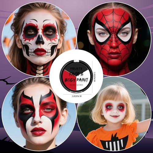 Halloween Body Paint Palette - Black, Red, White Oil-Based Makeup Set for Cosplay & Special Effects
