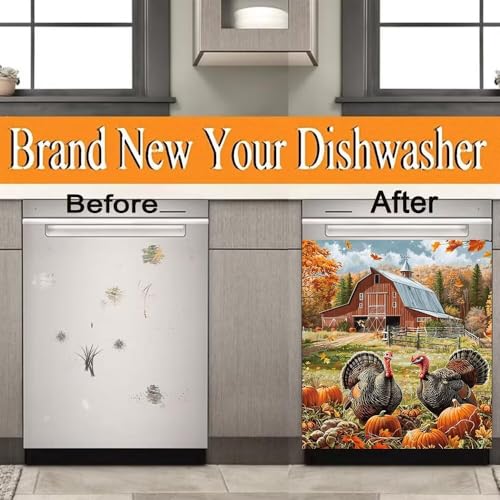 Magnetic Dishwasher Front Cover Sticker - Turkey Pattern, 23 x 26 Inches - Variation 2
