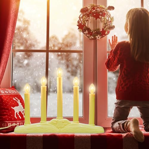 Ivory 5 Light Electric Window Candles Christmas Candle Lights with Spare Bulb