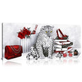 Red Leopard Canvas Wall Art Prints for Bedroom Girl Gift - Modern Giclee Artwork