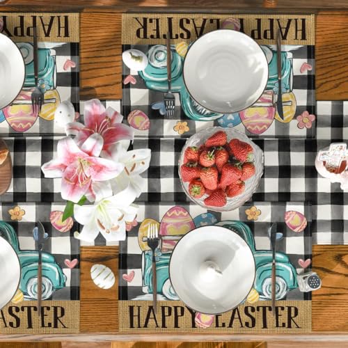 Artoid Mode Easter Egg Placemat Set - Black 12x18 Inch, 4 Pcs Seasonal Table Decor
