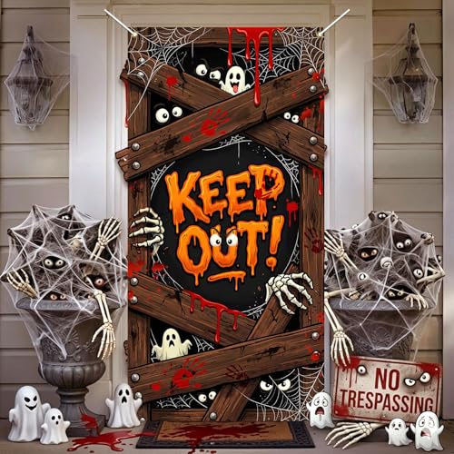 Halloween Door Cover Banner - 35.5x72 Inch Spooky Halloween Decor for Front Door