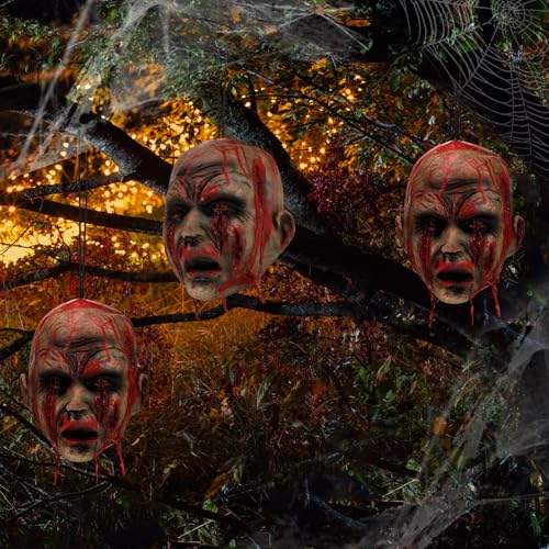 Halloween Severed Zombie Head Props - Realistic Latex Decor, 10.28 x 9.53 Inches, Set of 3 - Chic Variation