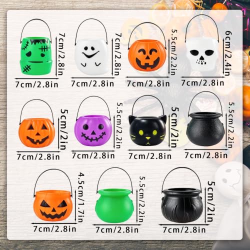 Mini Halloween Candy Holders Set - 38pcs Multicolor Plastic Pumpkin Ghost Cauldrons