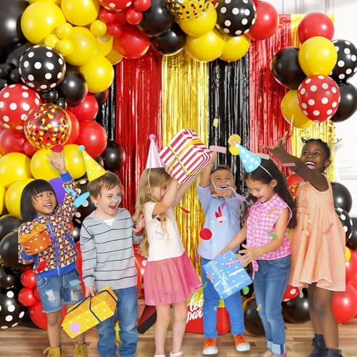 Red Yellow Black Balloon Arch Garland Kit Birthday Party Decorations - Sibling Variation