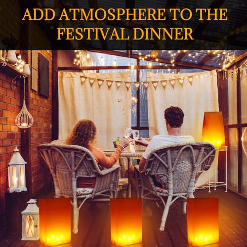 Halloween Plastic Luminaria Bags - Orange Candle Lantern Set of 24