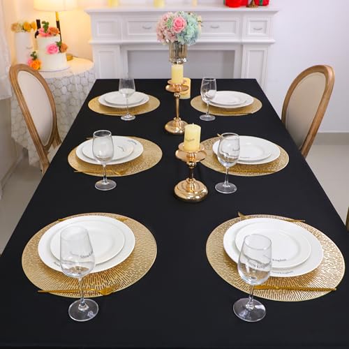 Gold Round Placemats Set of 8 - 15 Inch Vinyl Table Mats for Dining & Weddings - Easy Clean & Non Slip