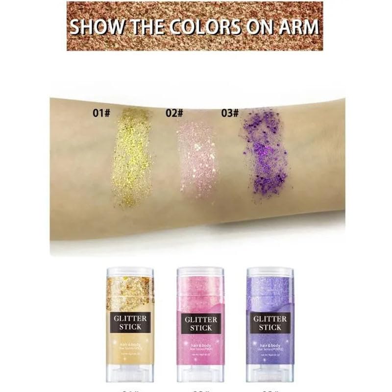 Blue Body Glitter Stick - Holographic Sequins Paint for Face & Body, Waterproof & Long-Lasting