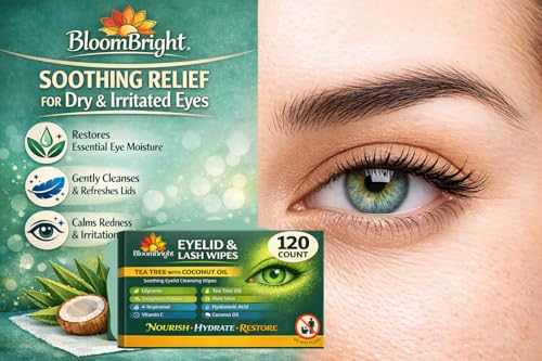 Tea Tree Eyelid Wipes 120 Count - Gentle Makeup Remover for Sensitive Eyes