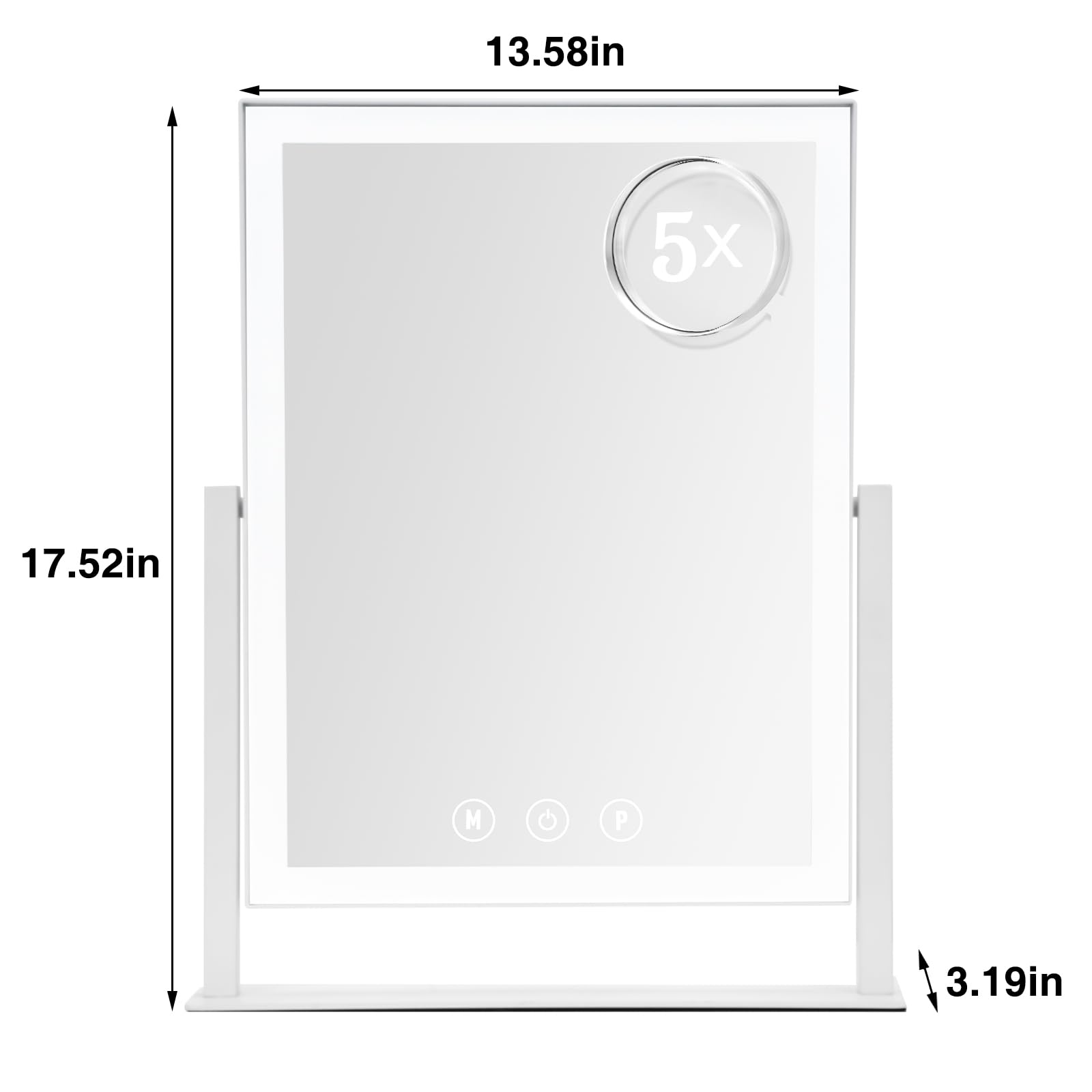 ViKert Light up Makeup Mirror for Vanity, Desk Mirror with Light with 5X Magnification Mirror, Light up Vanity Mirror, Led Mirror for Desks, Makeup Vanity Mirror, 3 Color, Touch Control