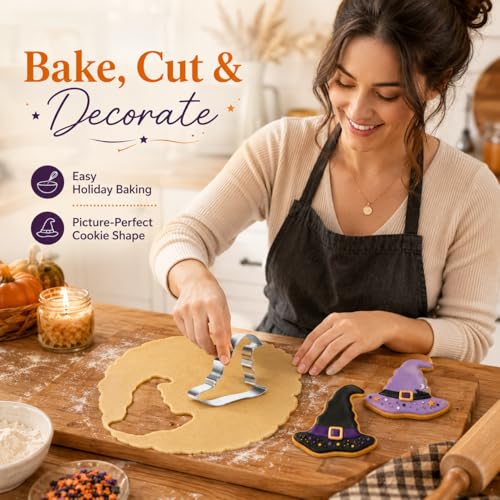 Large Halloween Witch Hat Cookie Cutter Stainless Steel 2.72x2.17 Inches