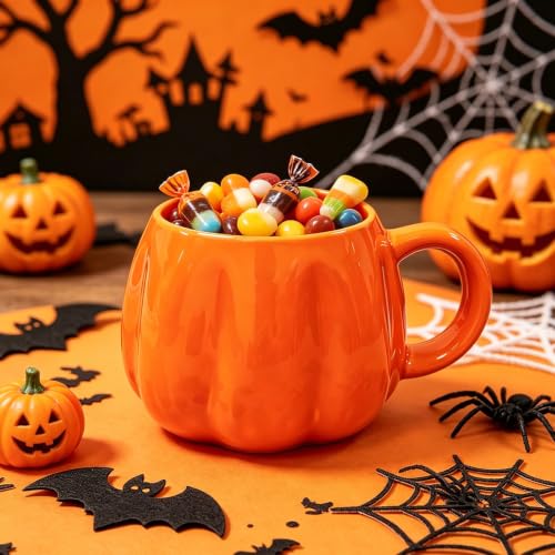 Halloween Pumpkin Mug - 3D Cute Ceramic Coffee Cup for Fall & Halloween - Gift & Decor