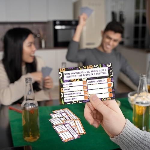 Halloween Friendly Feud Card Game for Adults & Families - Purple Skeleton Variation