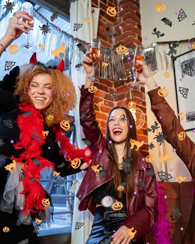 Halloween Glitter Confetti Sequins - 60g Metallic Foil Decorations, Pumpkin Bat Spider Witch Cat Star Web, Halloween Style