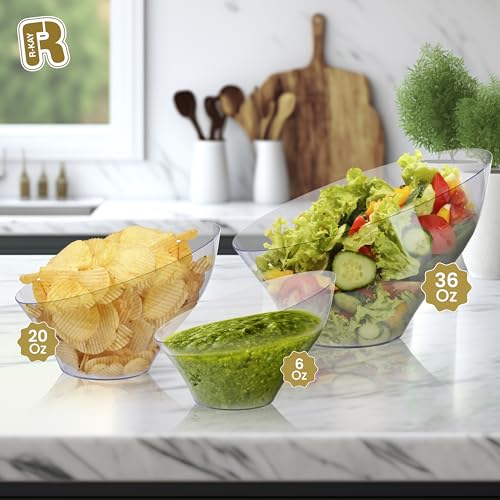 6 Pack Clear Plastic Serving Bowls - 20 Oz Angled Candy & Dessert Bowls, Heavy Duty Disposable for Parties & Weddings - Medium