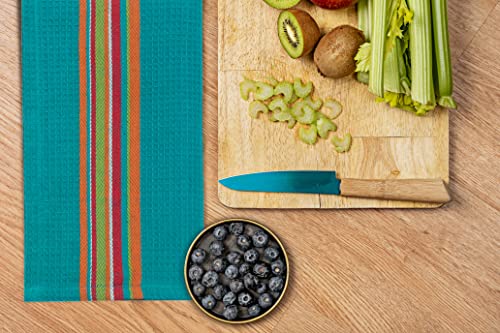 Cotton Craft Salsa Stripe Kitchen Towels Set - 12 Pack Multi-Color 16x28 Inches