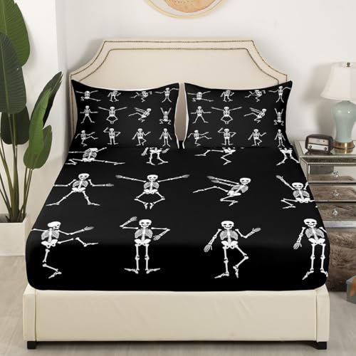 Sugar Skull Twin Sheet Set Style 3 Halloween Skeleton Bedding - Kids Teens Adults