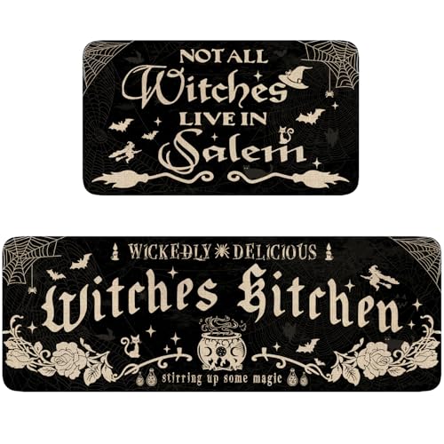 Halloween Witches Kitchen Mat Set of 2 - Non Slip Washable Decor Rugs