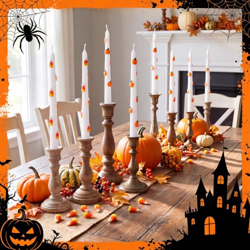 Lyrow Fall Pumpkin Candles Set - Pumpkin Candy Scented Halloween & Thanksgiving Decor, 8 Pieces with Variation Pumpkin Candy