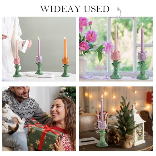 Purple Ceramic Candle Holder for Taper Candles, Incense & Decor