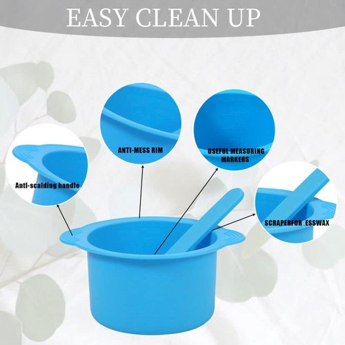 Electric Waxing Kit, Wax Warmer Silicone Liner for Tress Wellness Compatible with 16oz Waxing Kit Melting Wax Bowl for Tress Wellness Wax Warmer or for BLITZWAX Wax Warmer (Blue, Red)