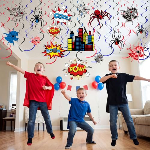 Spider Birthday Hanging Swirl Decorations - 30 Pcs, Web & Web Cutouts - Variation of THIS listing
