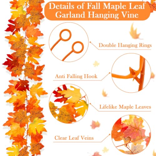 Fall Maple Leaf Garland Set - 26.2 Ft Autumn Decor with 4 Garlands