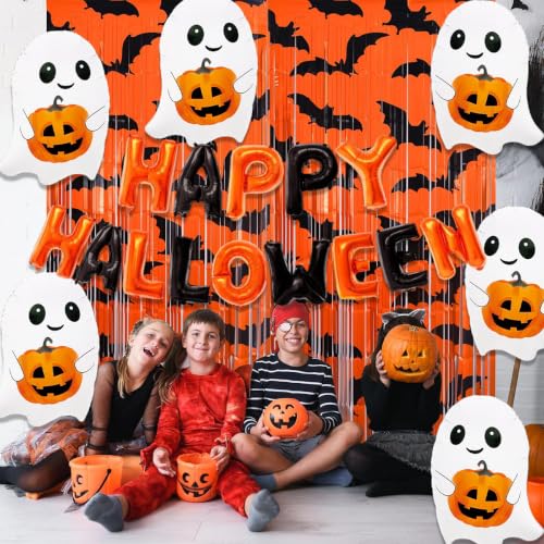 Halloween Foil Balloons Set - Ghost and Pumpkin Decorations for Party