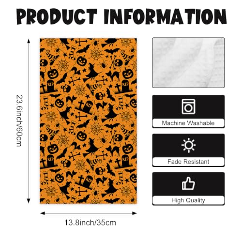 Halloween Kitchen Towels Set - Silhouette Orange Dish Hand Towels, 2 Pieces, Variation Towel28