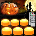 Orange Pumpkin LED Lights 6 Pack with Remote Timer Flickering Flameless Candles Halloween Decorations