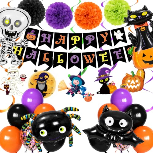 Halloween Party Decorations Set with Banner Balloons and Themed Ornaments