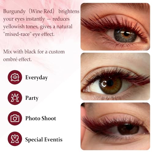Colorful Burgundy Lash Extensions LU Curl 0.07mm Soft Volume False Eyelashes - Mix 8-15mm