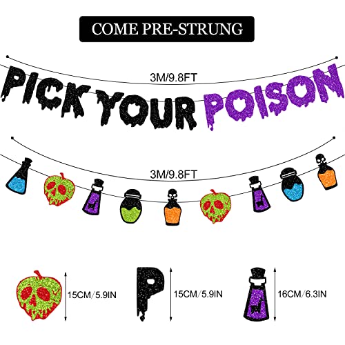 Halloween Glittery Banner Set - Pick Your Poison & Spooky Signs Decorations