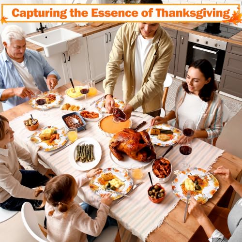 Kochorie 100-Pack 9-Inch Pumpkin-Shaped Thanksgiving Plates - Bulk Fall Tableware